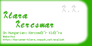 klara kercsmar business card